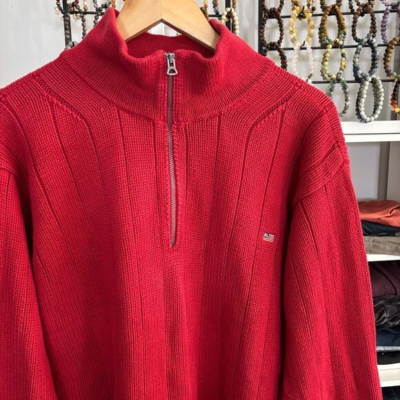Vintage Ralph Lauren American flag 🇺🇸 Red Half-Zip Men's Sweater - Picture 6 of 7